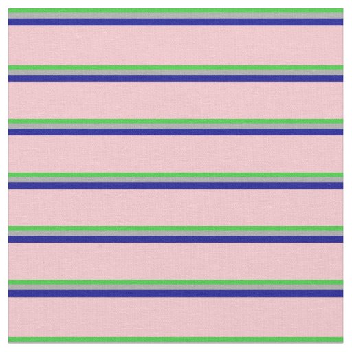 Lime Green, Dark Gray, Dark Blue & Pink Stripes Fabric
