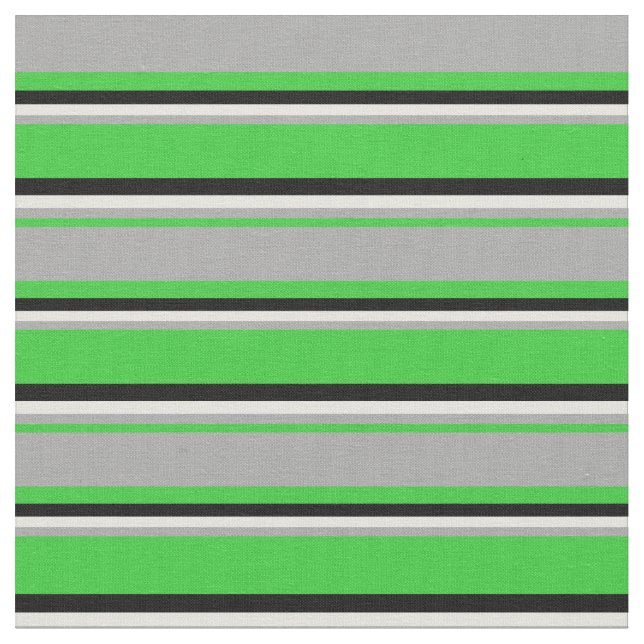 Lime Green, Dark Grey, Beige & Black Pattern Fabric (Close Up)