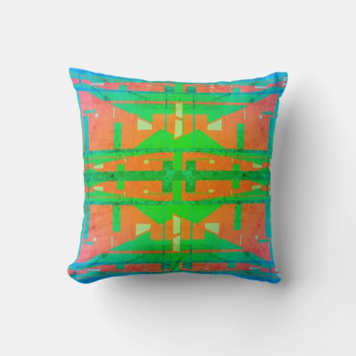 Lime Green Dark Pink Blue Symmetrical Tier Design  Throw Pillow