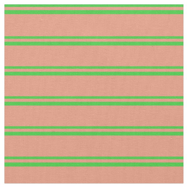 Lime Green & Dark Salmon Pattern Fabric (Close Up)