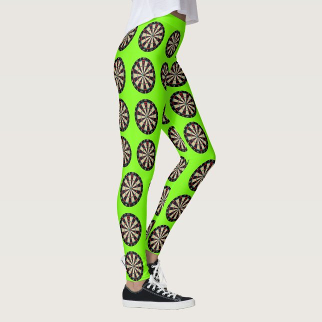 Lime Green Dartboards Bullseye Pattern, Leggings (Right)