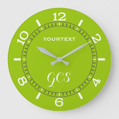 Lime Green Decor Dial Easily Personalized Large Clock