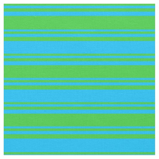 Lime Green & Deep Sky Blue Stripes Fabric