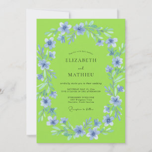 Lime Green Delicate Floral Wedding Invitation