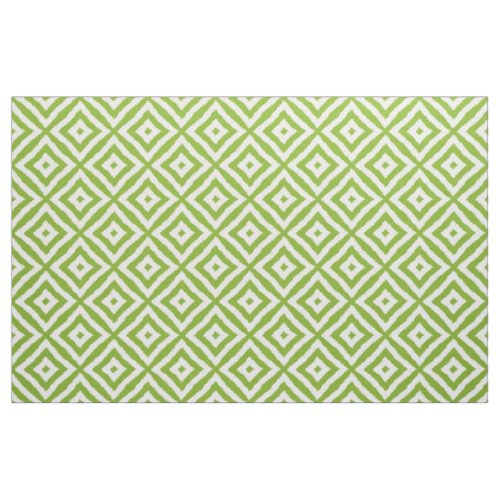 Lime Green Diamond Squares Ikat Mosaic Pattern Fabric