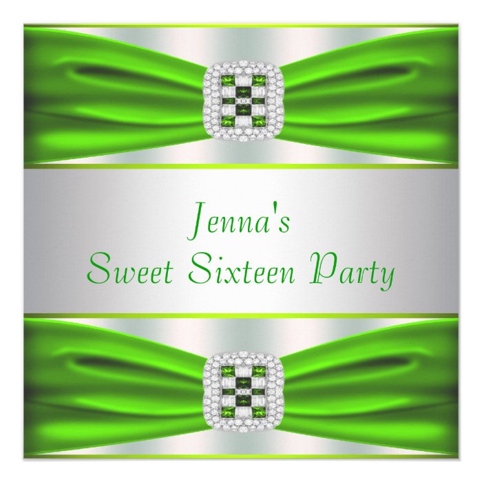 Lime Green Diamonds Sweet Sixteen Invitation