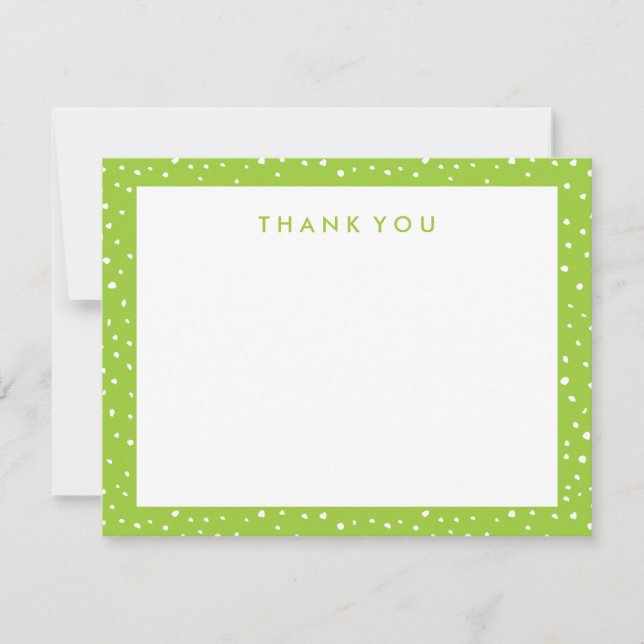 Lime Green Dotted Thank You Note Cards (Front)