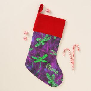 Lime Green Dragonflies Christmas Stocking