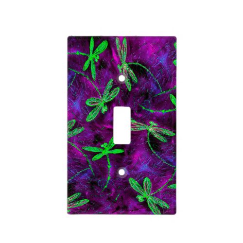 Lime Green Dragonflies on Purple and Pink Light Switch Cover