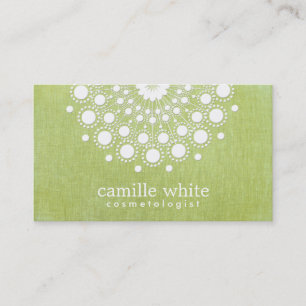Lime Green Elegant Circle Motif Cosmetology Business Card