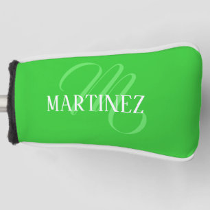 Lime Green Elegant Personalized Name Club Golf Head Cover