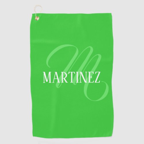 Lime Green Elegant Personalized Name Club Golf Towel