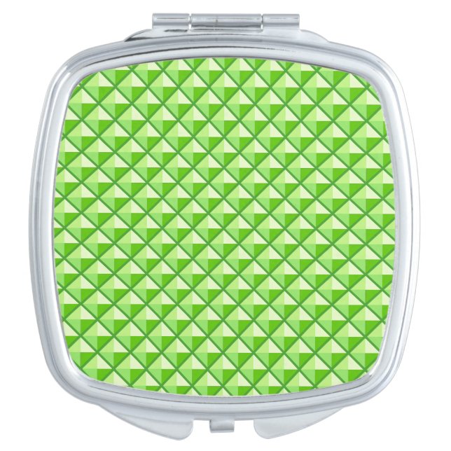 Lime green, enamel look, studded grid mirror for makeup (Front)