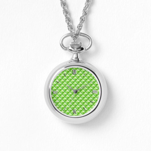 Lime green enamel look studded grid watch