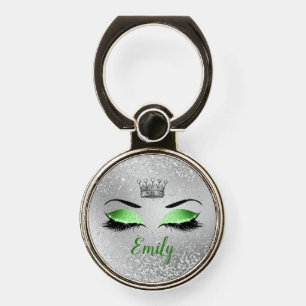 Lime Green Fabulous Glitter Eyes Phone Ring Stand