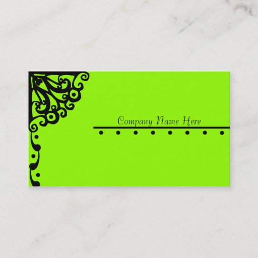 Customizable Lime Green Fancy Design Business Card