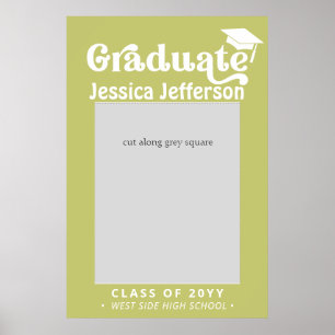 Lime Green Fancy Graduation Photo Booth Frame Poster