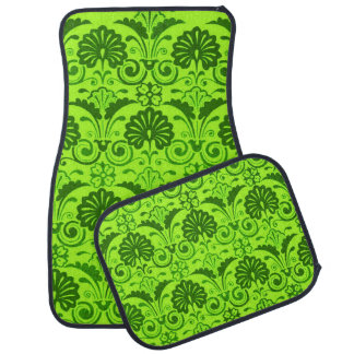 lime green fans and fronds print car floor mat