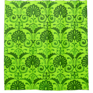lime green fans and fronds print shower curtain