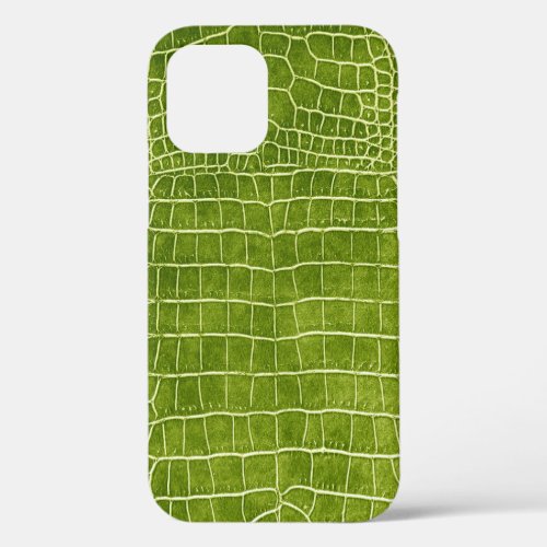 Lime Green Faux Crocodile Leather iPhone 12 Case