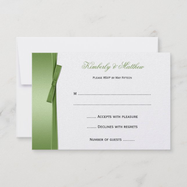 Lime Green FAUX Ribbon Bow RSVP (Front)