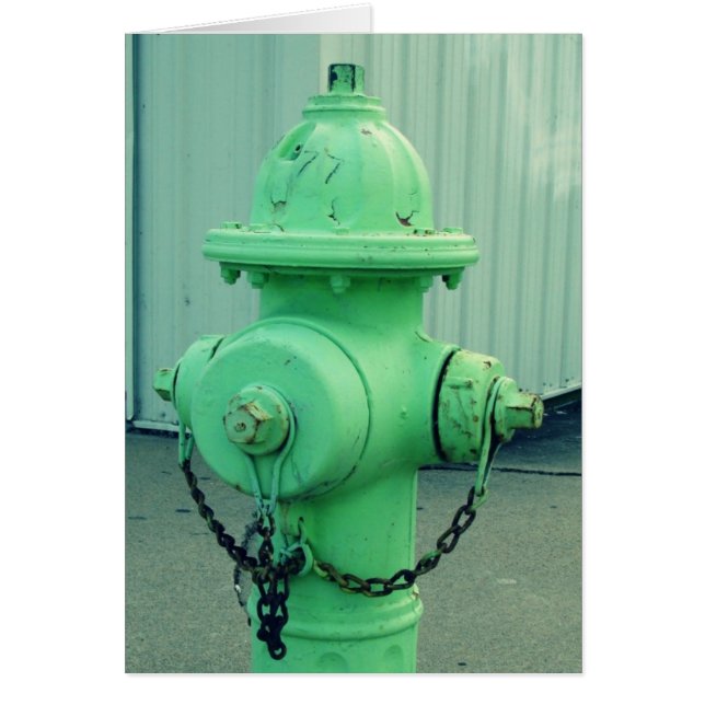 Lime Green Fire Hydrant Blank Inside Greeting Card (Front)