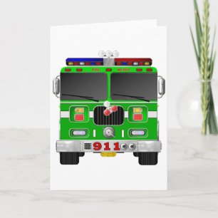 Lime Green Fire Truck Card