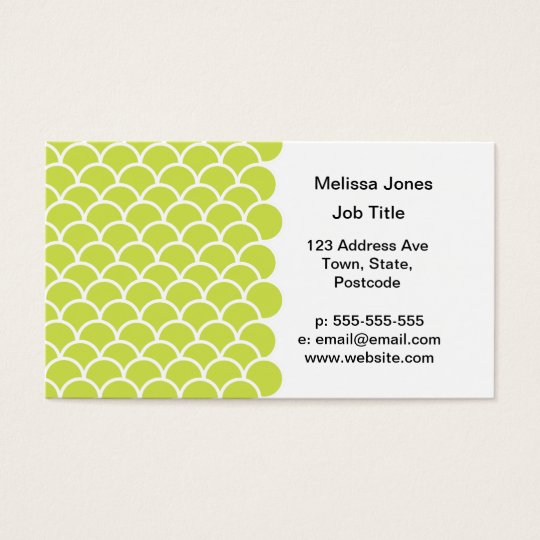 Lime green fish scale pattern business card