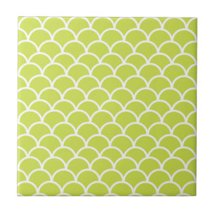 Lime green fish scale pattern tile