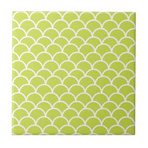 Lime green fish scale pattern tile