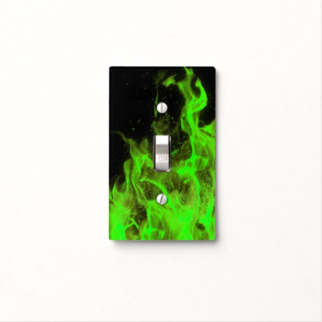 Lime Green Flame Light Switch Cover (In Situ)