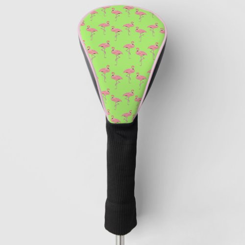 Lime Green Flamingo Golf Head Cover