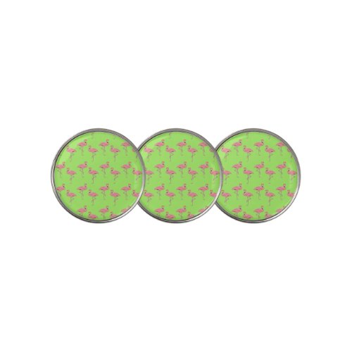 Lime Green Flamingo Pattern Golf Ball Marker