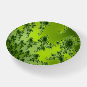 Lime Green Floating Seahorse Fractal Art Paperweight