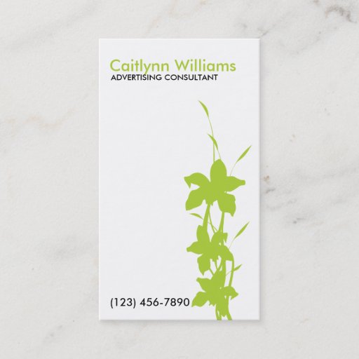 Customizable Lime Green Floral Business Card