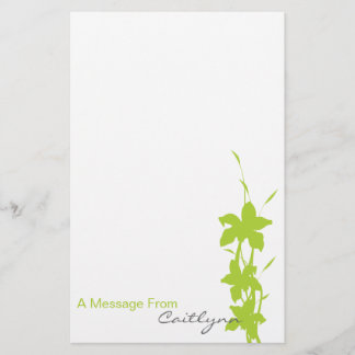 Lime Green Floral Note Paper
