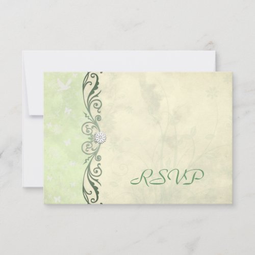Lime Green Floral Wedding RSVP Reply Cards