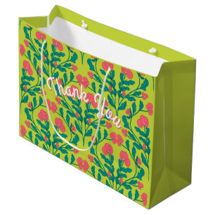 Lime Green Flower Branch Gift Bag