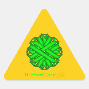 Lime Green Flower Ribbon by Kenneth Yoncich Triangle Sticker