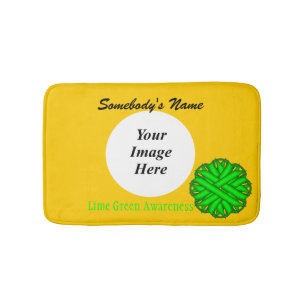 Lime Green Flower Ribbon Tmpl by Kenneth Yoncich Bathroom Mat