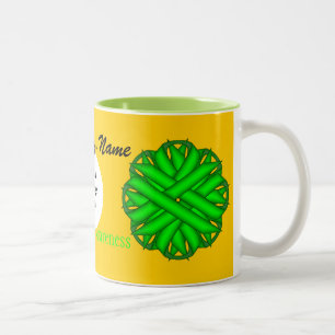 Lime Green Flower Ribbon Tmpl by Kenneth Yoncich Two-Tone Coffee Mug