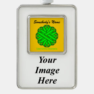 Lime Green Flower Ribbon Tmpl(V-I)by K Yoncich Christmas Ornament