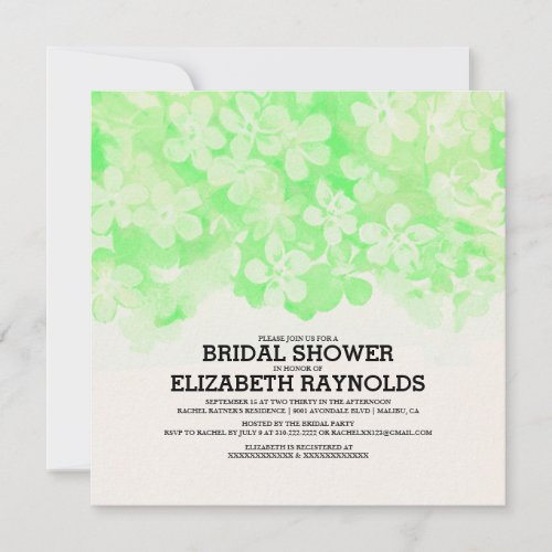 Lime Green Flowers Bridal Shower Invitations