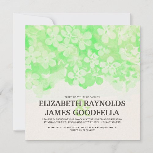 Lime Green Flowers Wedding Invitations