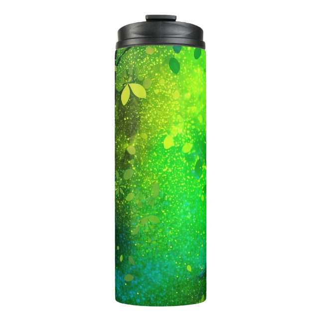 Lime Green Forest Glitter Thermal Tumbler 12oz (Front)