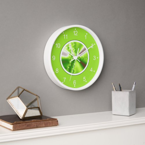 Lime Green Fractal Art Clock