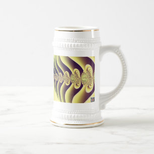 Lime Green Fractal Symmetry Abstract Art Beer Stein