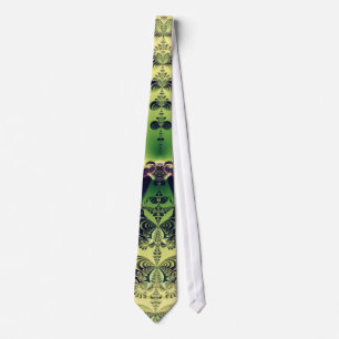 Lime Green Fractal Symmetry Abstract Art Neck Tie