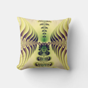 Lime Green Fractal Symmetry Abstract Art Throw Pillow
