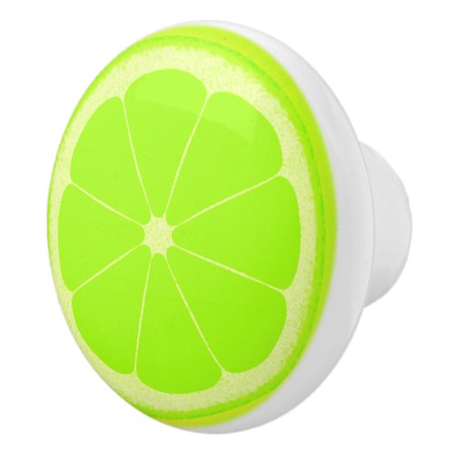 Lime green fruit slice knob handle